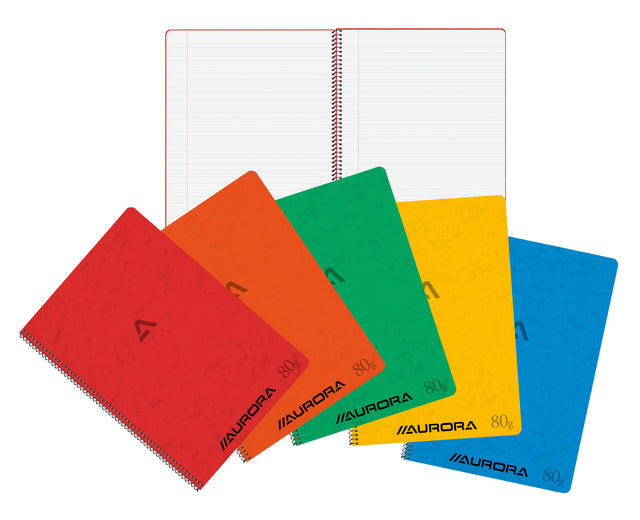 Schriften Aurora A4 Zeile 120Blz 80gr Spiral Assorti