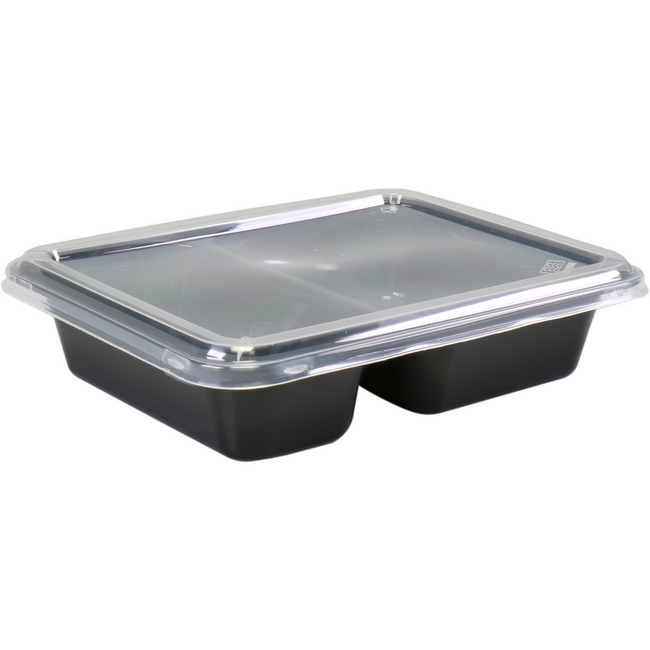 DEPA - BAK | Pp | 2-Box | Menubak | 227x178x49mm | Schwarz/transparent 10 Stücke