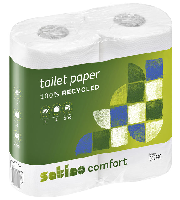 Toilettenpapier Satino Komfort 2-layer 200 Haut weiß 4 Rollen | 12 Stücke