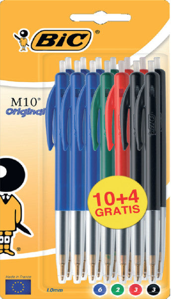 Bälle BIC M10 Assorti Medium Blister von 10+4 Free | 20 Teile