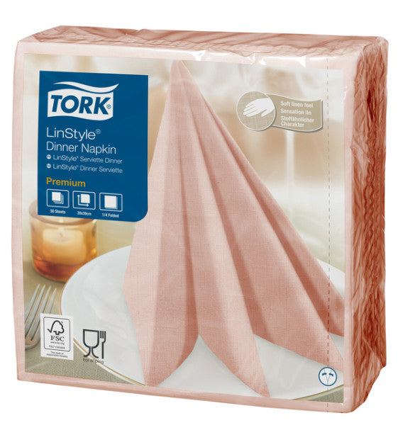 Dinnerperfet Tork Linstyle® 1/4-fach 1-layer 50st Coral Red | 240 Stücke