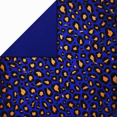 Klika - Geschenkpapier - Geschenkpapier - Leopardenflecken Gold auf blau gerippt 30 cm