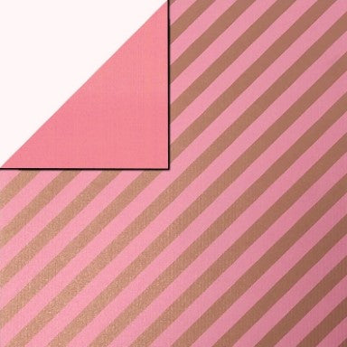 Klika - Geschenkpapier - Geschenkpapier - Goldstreifen über rosa Rippen 30 cm