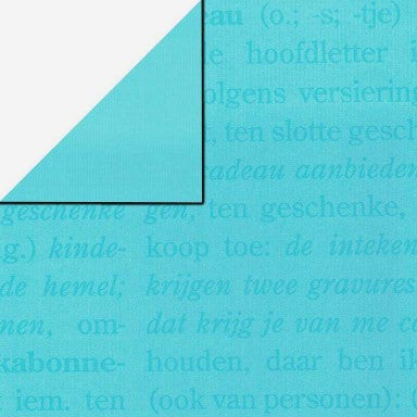 Klika - Geschenkpapier - Geschenkpapier - Blaue Schriftarten auf ClearBlue Ribbed 50 cm