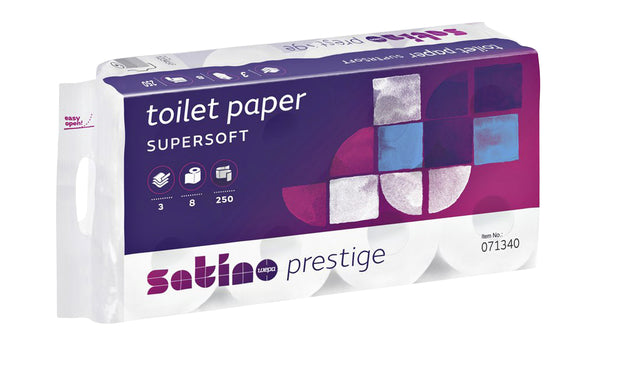 Toilettenpapier Satino Prestige 3-Layer 250vel 8 Rollen Weiß | 8 Stücke