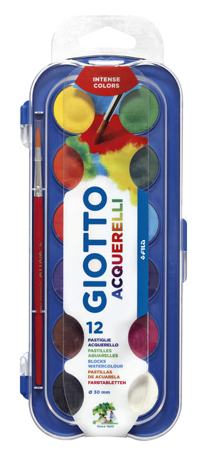 Gouache Giotto 12 Farben 30mm mit Pinsel | 1 Stück
