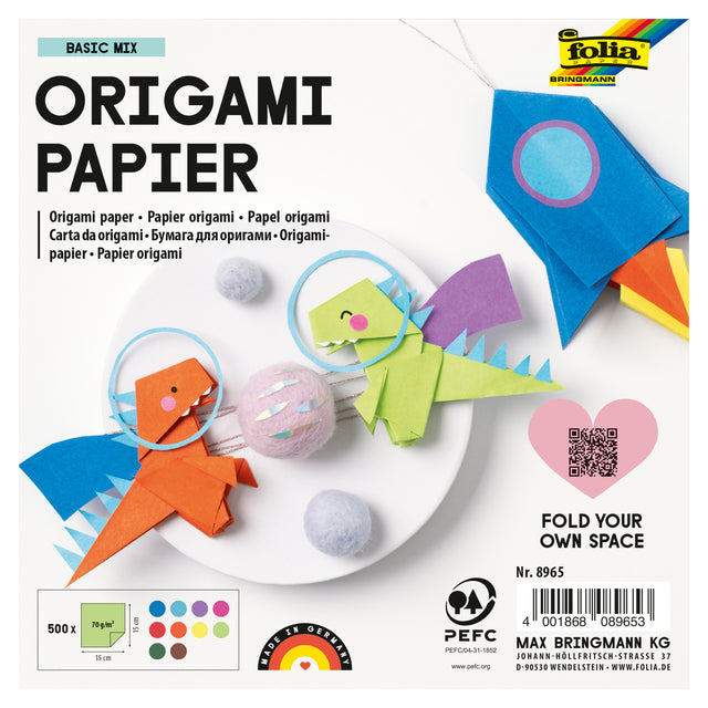 Klappende Blätter Folien 70 g/m² 15 x 15 cm Assorti -Packung mit 500 Blättern