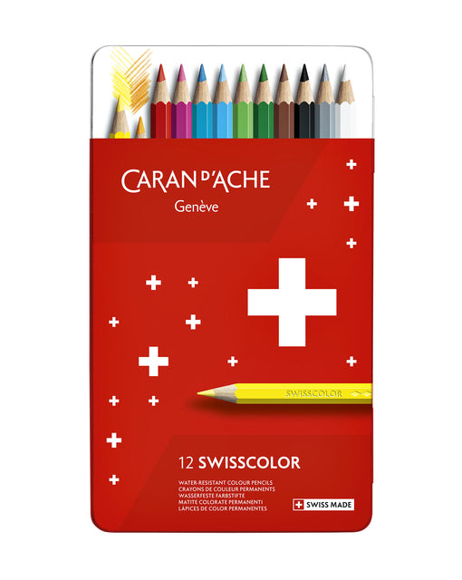 Buntstifte Caran d'Ache Swisscolor 12 Stück sortiert | Karton mit 12 Stück