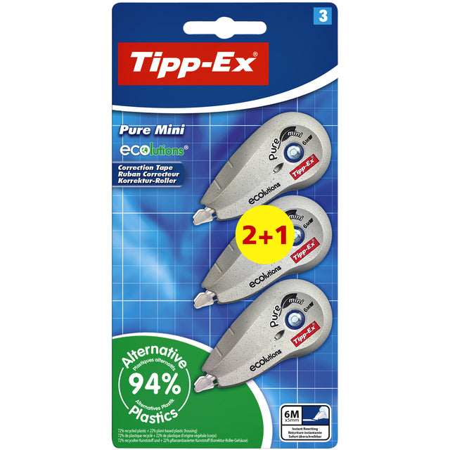 Korrekturstift Tipp-ex 5mmx6m Ecolutions rein Mini Blister 2+1 frei