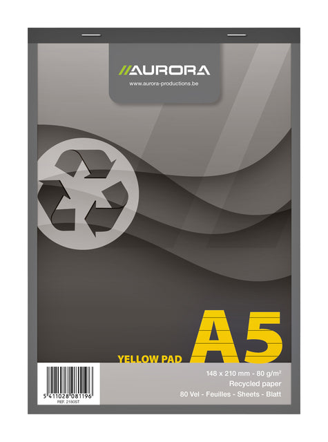 Schreiben von Block Aurora A5 Zeile 80vel 80gr Geel