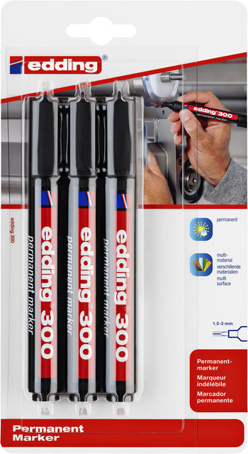 Filztip Edding 300 rund 1,5-3mm schwarz | 10 Stück