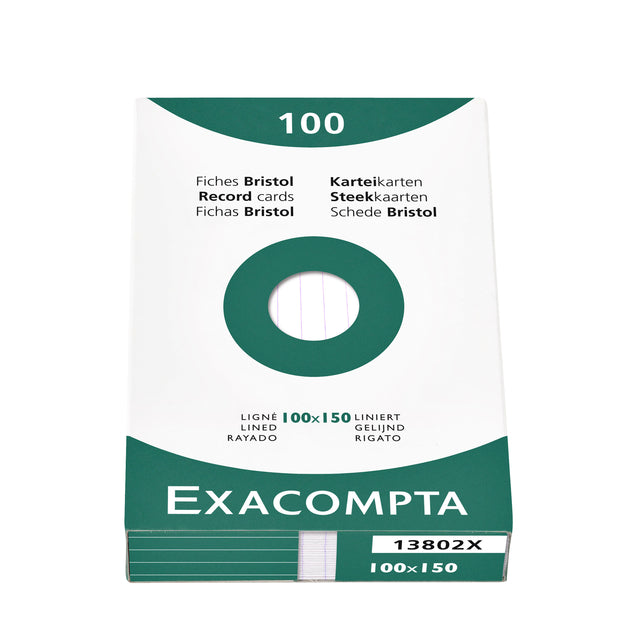 Systemkarte Exacompta 100x150mm Linie Weiß | 20 Teile