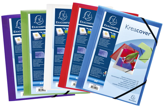 ElastoMap Exacompta KREACOVER A4 3 VALVE PP Assorti | 5 pièces