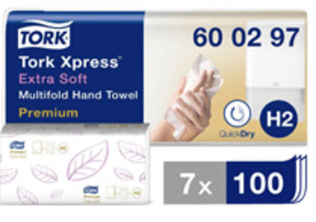 Klapptuch Tork Express Multifold H2 Premium 2-Laags 100st White 600297 | 3 Stück