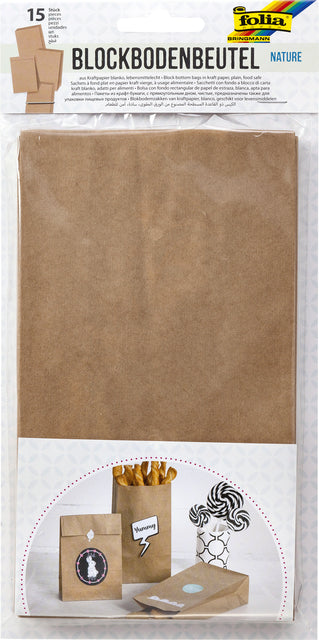 Blocktasche Kraft Naturel Foodsafe 12x6x21cm Set à 15 Teile