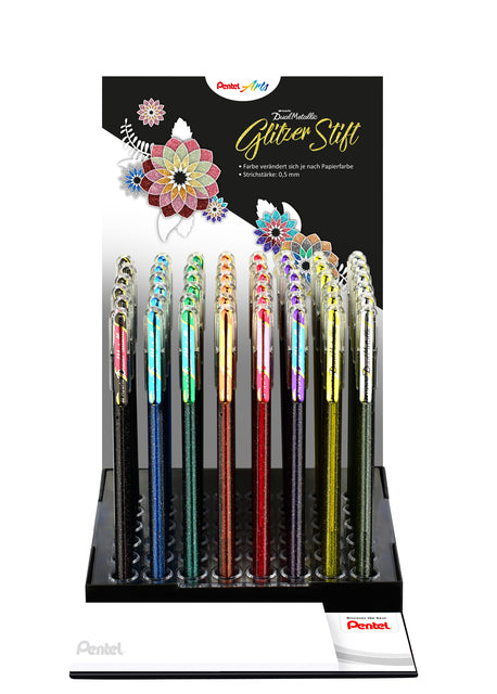 Gelshrijk Pentel K110 Dual Metallic Display von 8 Farben | 48 Stücke