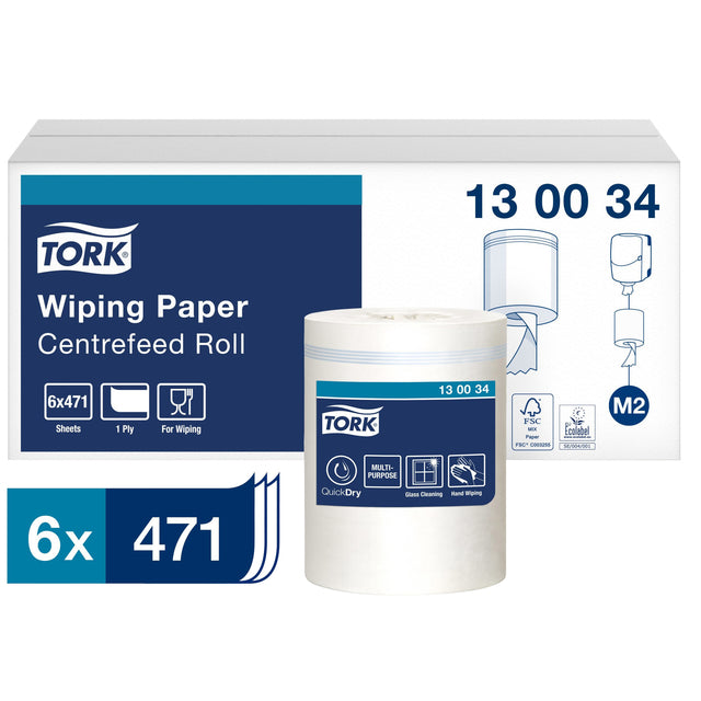 Reinigen der Pappartier-Tork M2 Centerfeed 1-layer 165m Weiß 130034