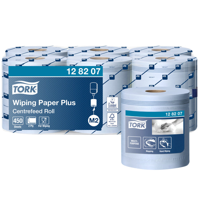 Reinigungsrolle Tork Wiping Plus M2 Center Blau 128207 | Nehmen Sie eine 6er-Rolle | 36 Stück