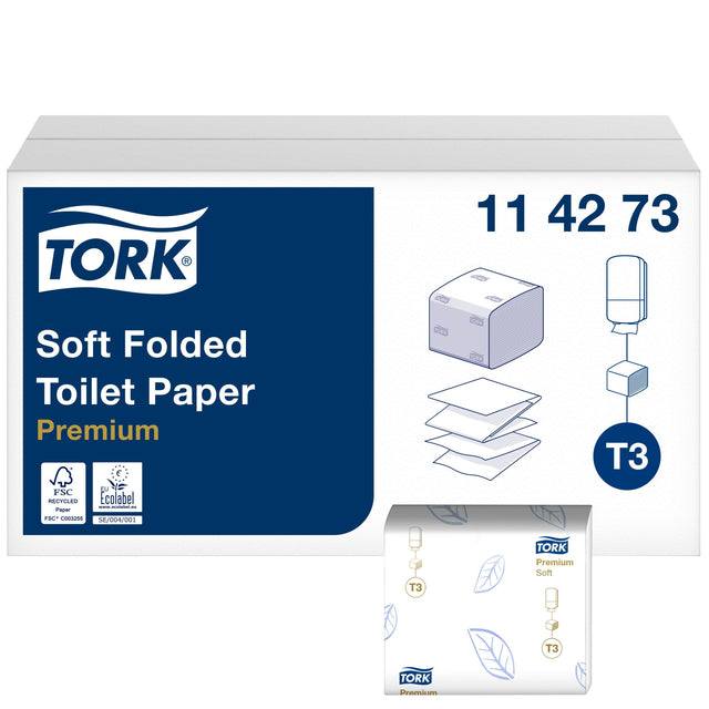Toilettenpapier Tork T3 Weiche gefaltete Premium 2-layer 252VVE pro Bunde ..