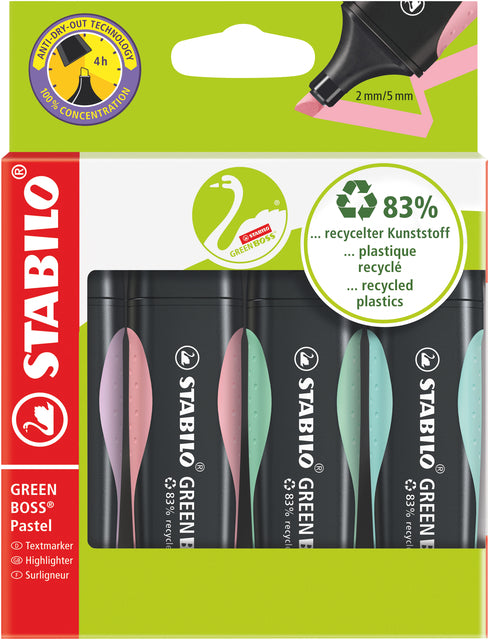Markierungsmarker Stabilo Green Boss Benzin aus 4 Farben