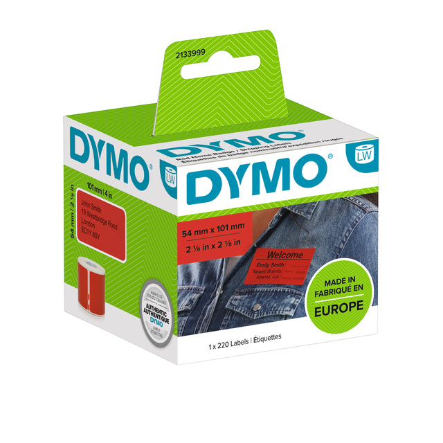Etikett DYMO 2133399 LEGRITER 54X101MM BADELabel Black/Rot 220 Stücke