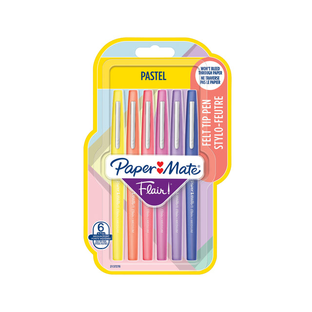 Fineliner Paper Mate Flair Pastell 6pieces Assorti | 12 Stücke
