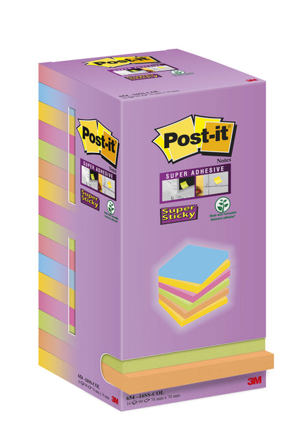 Memoblok 3m post-it 654 76x76mm Farbnoten | 550 Stücke