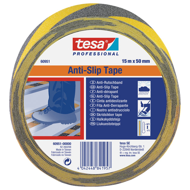 Antisliptape Tesa 60951 15mmx50m Schwarz/Gelb | 3 Stück