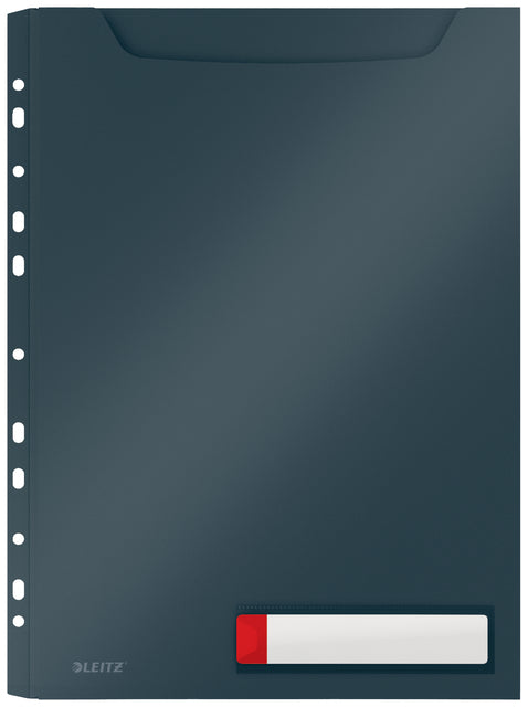 InsertMap U-Model Leitz Cosy Mundononica A4 mit Perforationsstreifen pp grau | 12 Stücke
