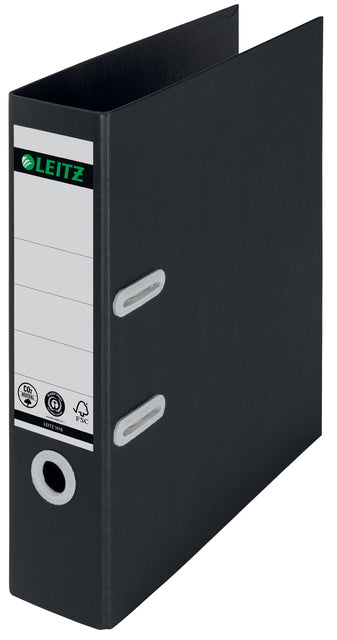 Ordner Leitz 180 ° Recycling A4 80mm Pappe Schwarz | 10 Stück