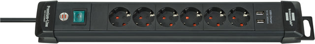 Socket Brennenstuhl Premium 6-mal inkl. 2 USB 3M Schwarz