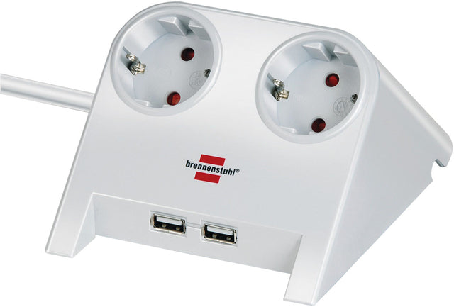 Socket Brennenstuhl Desk 2-mal inkl. 2 USB 1,8 m Weiß | 2 Stücke