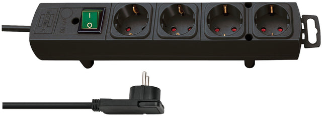 Socket Brennenstuhl Komfort plus 4-fach inkl. Flat Plug 2m schwarz
