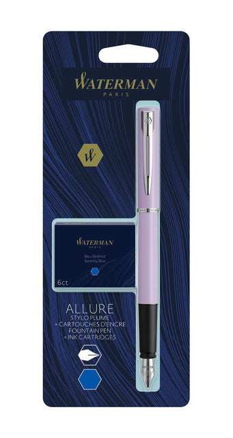 Brunnen Stift Wassermann Allure Pastell lila f blau + Tinte Muster blau