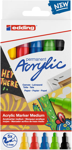 Acrylmarker Edding E-5100 Medium von 5 Farben Basic