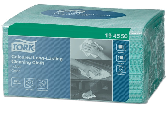 Reinigungstuch Tork langlebig w8 grün194550 | Packen Sie 40 Stück ein