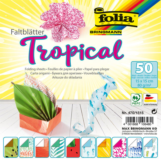 Feuilles pliantes Folia 80gr 15x15cm 50V 2Z Tropical | 140 pièces