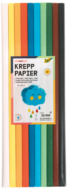 Crepe Paper Folia 50x200cm Basic 10 Farben | 10 Stück