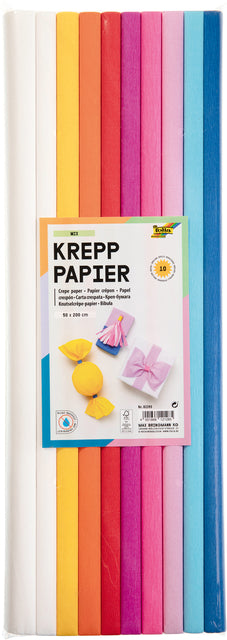 Crepe Paper Folia 50x200cm Mix 10 Farben | 10 Stück