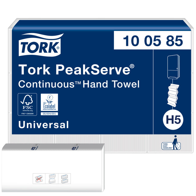 Handtuch Tork PC H5 Universal 1-lagig weiß 100585 | Box mit 12 Stück x 410 Blatt | 540 Stück