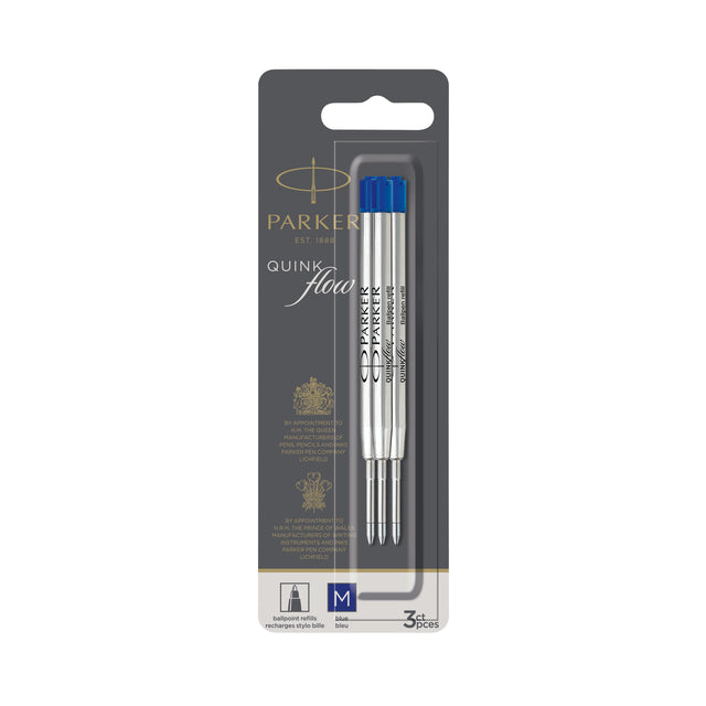 Ballpin füllen Parker Quinkflow Blau 0,7 mm Blasen von 3 Teilen