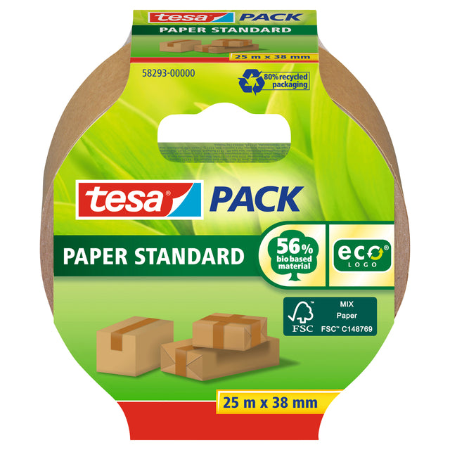 Verpackungsband Tesa 58293 ECO Paper FSC 38 mmx25m Braun