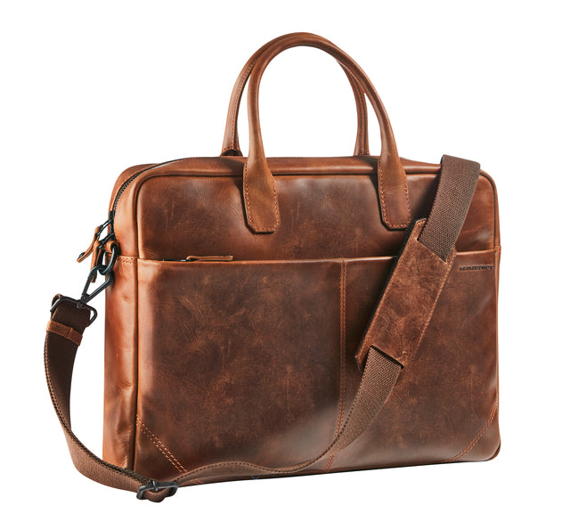 Busine Bag Maverick das Original mit Laptop -Fach 15,6 Zoll Lederbraun