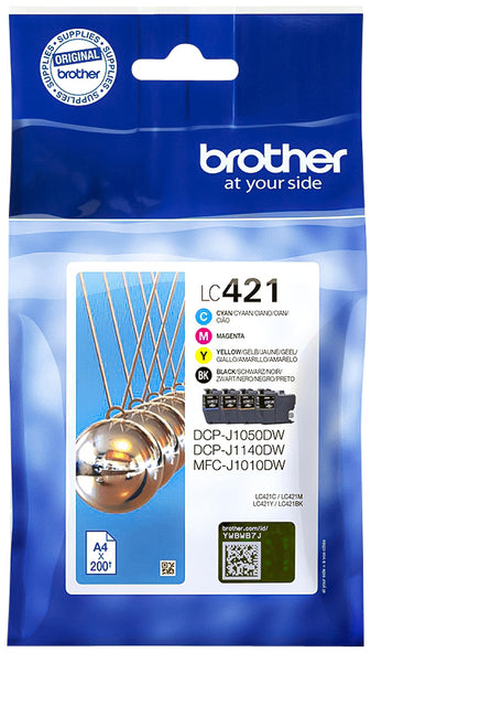 Tintenpatrone Brother LC-421 Schwarz + 3 Farben | 4 Stück