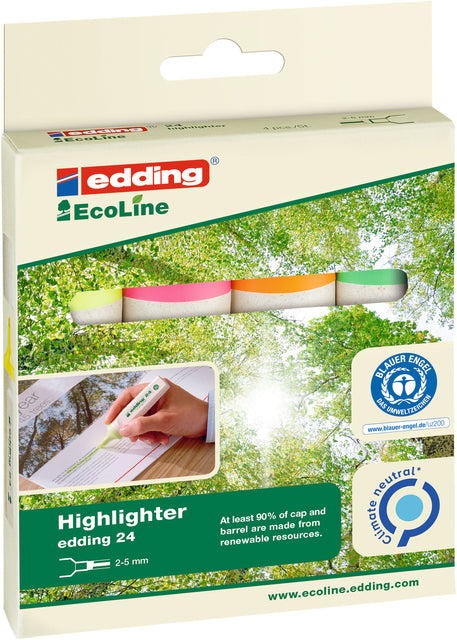 Textmarker edding 24 eco 2-5mm sortiert | Set mit 4 Stück