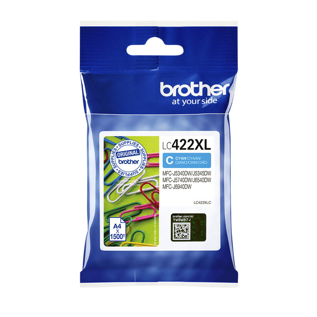 Inktcartridge brother lc-422xlc blauw | 5 stuks