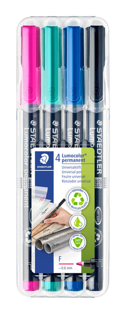 Filz -Tip Pen Staedtler Lumocolor 318 Permanent f Set von 4 Farben