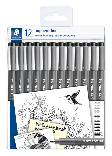Fineliner Staedtler Pigment 308 Ass Writing Black | Karton mit 12 Stück