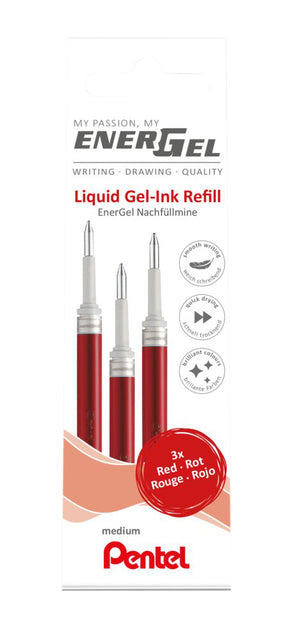 Gelschreiber füllen Pentel LR7 Energel 0,4 mm roter Set von 3 Teilen