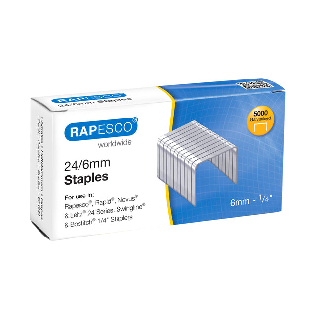 Rapesco 24/6 mm (22/6) galvanisé (boîte 5000)